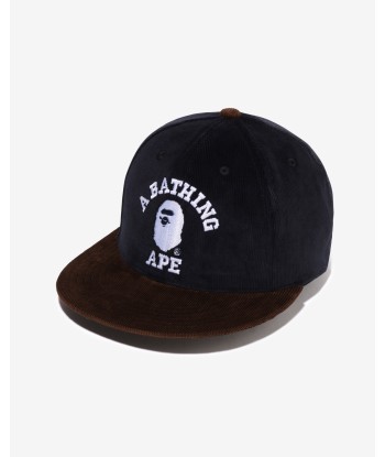 BAPE CORDUROY COLLEGE SNAP BACK CAP - NAVY 50-70% off 