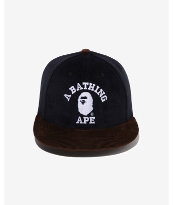 BAPE CORDUROY COLLEGE SNAP BACK CAP - NAVY 50-70% off 