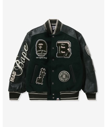 BAPE PATCH VARSITY JACKET - GREEN brillant des détails fins