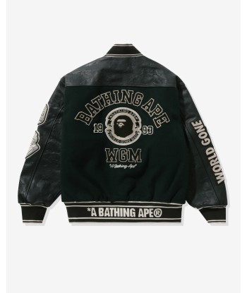 BAPE PATCH VARSITY JACKET - GREEN brillant des détails fins