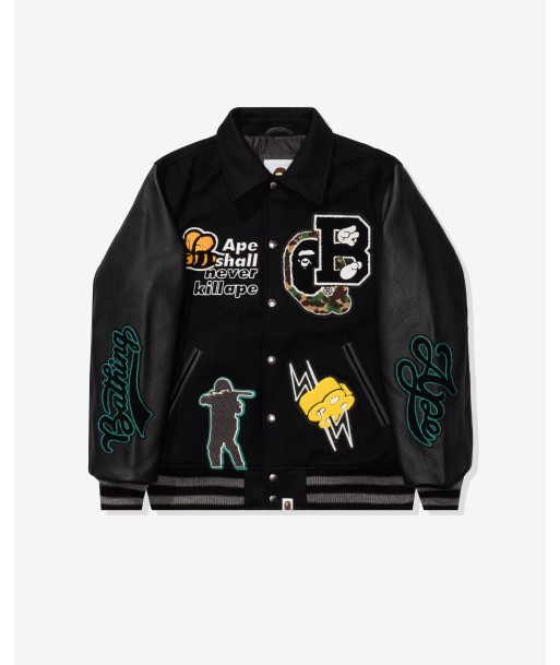 BAPE VARSITY JACKET - BLACK brillant des détails fins