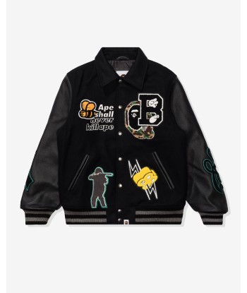 BAPE VARSITY JACKET - BLACK brillant des détails fins