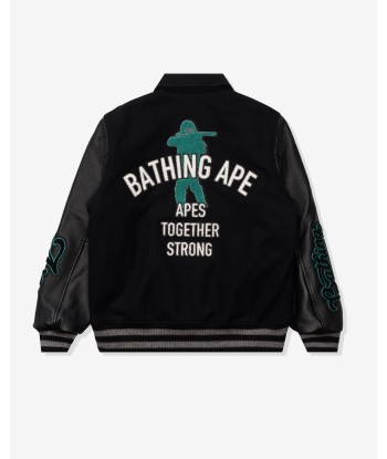 BAPE VARSITY JACKET - BLACK brillant des détails fins