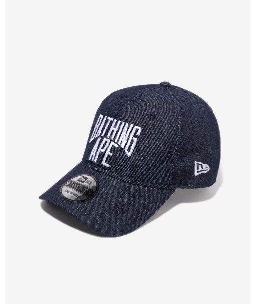 BAPE NYC LOGO DENIM NEW ERA 9TWENTY CAP - INDIGO de pas cher