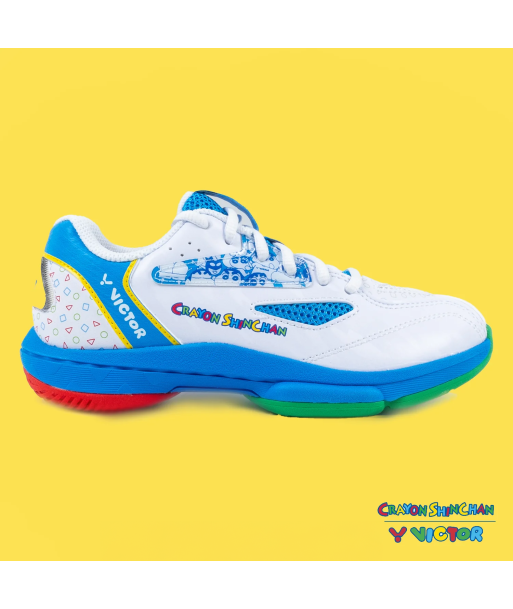 Victor x Crayon Shin Chan Junior Badminton Shoes A39JRCS AF (White /Blue) en linge