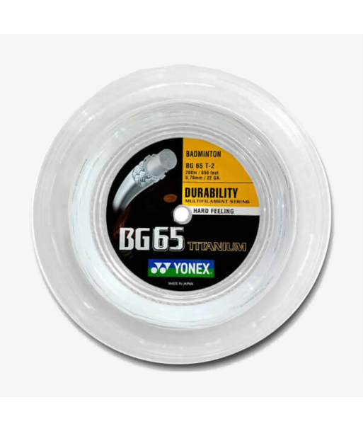 Yonex BG 65 Ti 200m Badminton String (White) Faites des économies